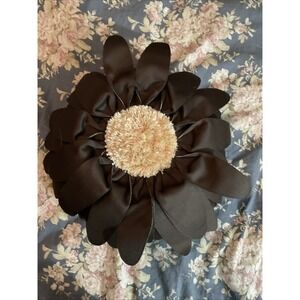 Flower Pillow 3D Petals Brown Decorative Throw Pillow 16" Round Home Decor
